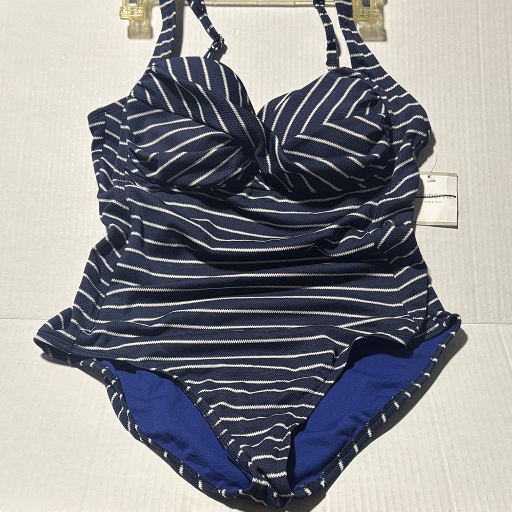 Claiborne Navy & White Striped  women’s One-Piece Swimsuit